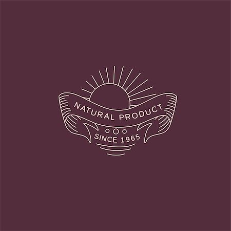 Vector label in trendy mono line style organic and natural badges for fresh farm products and food packaging of linear emblems and icons Stock Photo - Budget Royalty-Free & Subscription, Code: 400-08378736