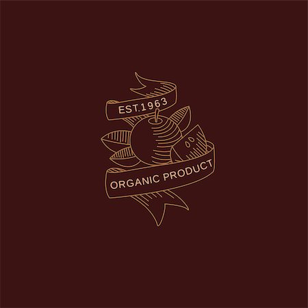 Vector label in trendy mono line style organic and natural badges for fresh farm products and food packaging of linear emblems and icons Stock Photo - Budget Royalty-Free & Subscription, Code: 400-08378742