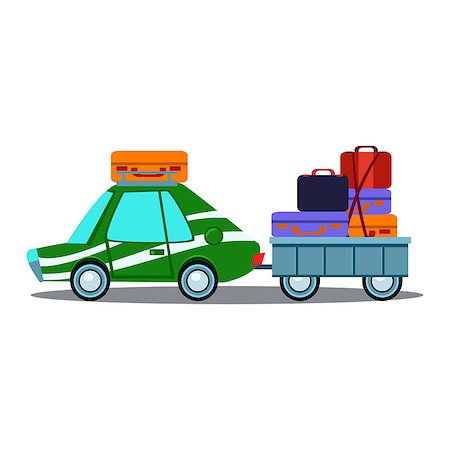 Car Side View With Heap Of Luggage, Flat Vector Illustration Stock Photo - Budget Royalty-Free & Subscription, Code: 400-08379289