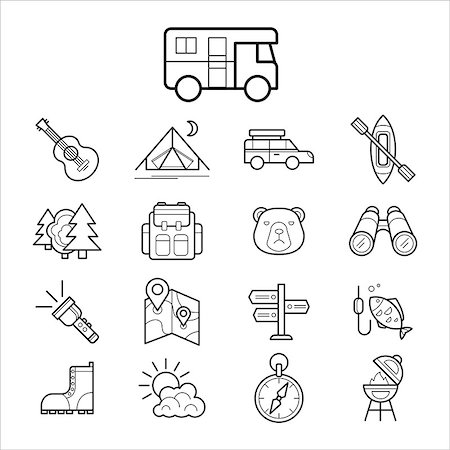 Big set linear icon camping and tourism vector illustration Stock Photo - Budget Royalty-Free & Subscription, Code: 400-08379298