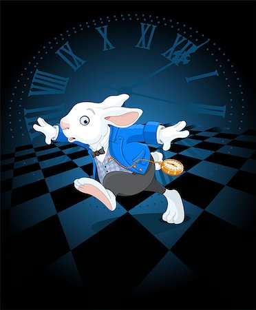 simsearch:400-07629329,k - Running White Rabbit with pocket watch Stock Photo - Budget Royalty-Free & Subscription, Code: 400-08379327