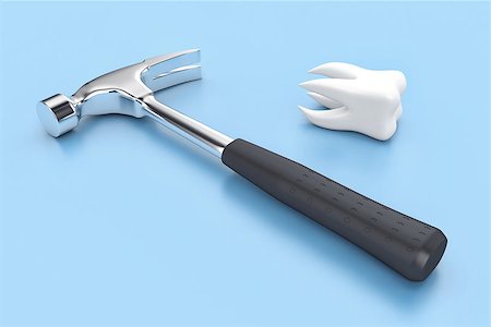 The steel hammer lies near white tooth Stock Photo - Budget Royalty-Free & Subscription, Code: 400-08379498