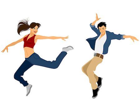 Vector illustration of a guy and girl dancing Stock Photo - Budget Royalty-Free & Subscription, Code: 400-08379559