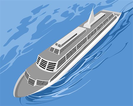 simsearch:400-06067620,k - Vector illustration of a cruise ship on sea Stock Photo - Budget Royalty-Free & Subscription, Code: 400-08379570