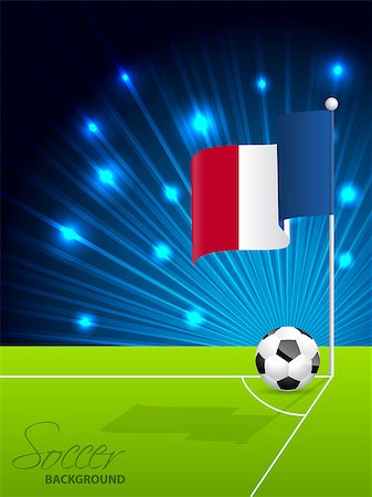 simsearch:400-08431494,k - Soccer ball and french flag in field corner Stock Photo - Budget Royalty-Free & Subscription, Code: 400-08379583
