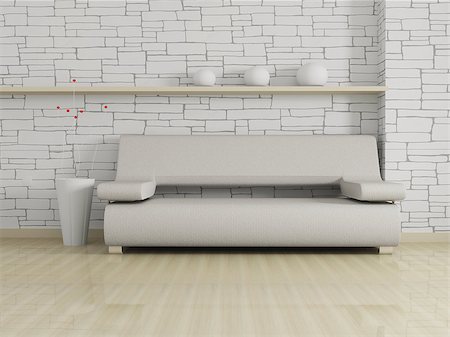 Interior design of modern beige couch on colored wall background. Stock Photo - Budget Royalty-Free & Subscription, Code: 400-08370463