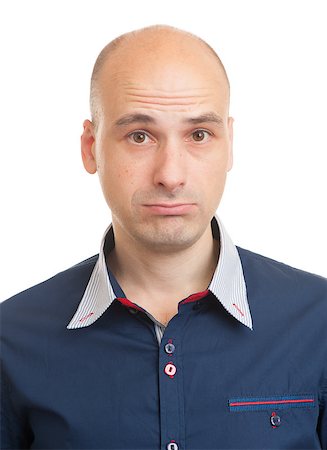 sorry boy pictures - Portrait of a sad bald man isolated on white background Stock Photo - Budget Royalty-Free & Subscription, Code: 400-08370588