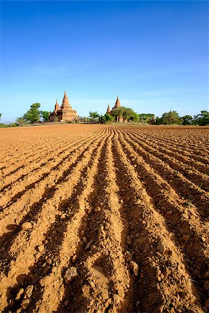 Landscape view of ancient temples and field with leading lines, Bagan, Myanmar Photographie de stock - Aubaine LD & Abonnement, Code: 400-08370880