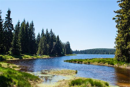 Path of the black nisa river to the Bedrichov dam Stock Photo - Budget Royalty-Free & Subscription, Code: 400-08370930