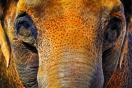 Asian Elephant Closeup Face Portrait Abstract Neon Background Stock Photo - Budget Royalty-Free & Subscription, Code: 400-08371138