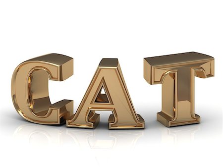 simsearch:400-08787685,k - Cat - inscription of bright gold letters on white background Foto de stock - Super Valor sin royalties y Suscripción, Código: 400-08371245