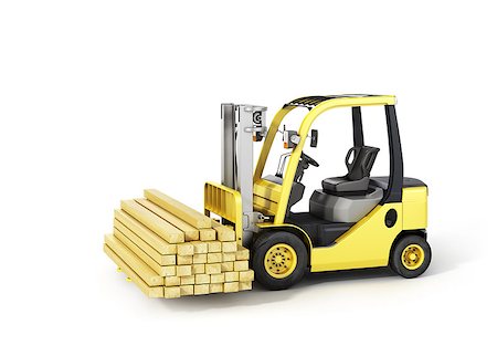 simsearch:628-01878003,k - Forklift truck holding wood beams on the white background. Photographie de stock - Aubaine LD & Abonnement, Code: 400-08371451