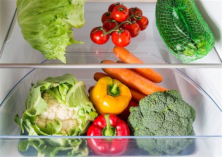 Open fridge filled with fruits and vegetables. Stock Photo - Budget Royalty-Free & Subscription, Code: 400-08371689
