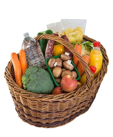 Shopping basket with foods fruits and vegetables Stock Photo - Budget Royalty-Free & Subscription, Code: 400-08371693