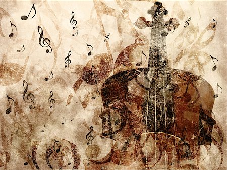 simsearch:400-05134845,k - Grunge illustration of vintage music concept background with violin. Stock Photo - Budget Royalty-Free & Subscription, Code: 400-08371728