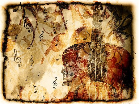 simsearch:400-05292647,k - Grunge illustration of vintage music concept background with violin. Stock Photo - Budget Royalty-Free & Subscription, Code: 400-08371729