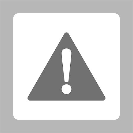 simsearch:400-08316235,k - Warning icon. This rounded square flat button is drawn with dark gray and white colors on a silver background. Foto de stock - Super Valor sin royalties y Suscripción, Código: 400-08371885