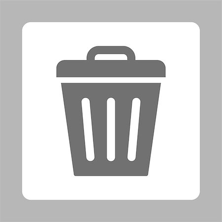 simsearch:400-06747046,k - Trash Can icon. This rounded square flat button is drawn with dark gray and white colors on a silver background. Foto de stock - Super Valor sin royalties y Suscripción, Código: 400-08371881