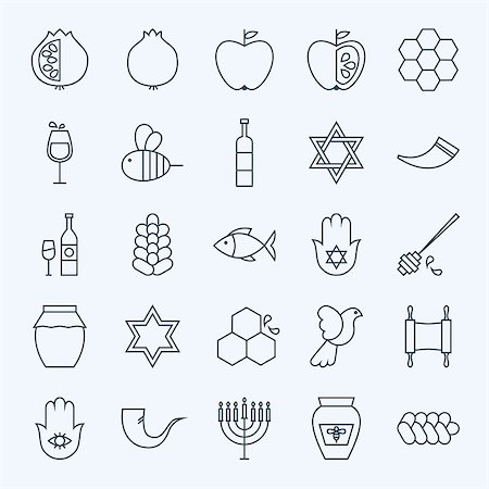 Line Holiday Rosh Hashanah Icons Set. Vector Set of 25 Jewish New Year Holiday Modern Line Icons for Web and Mobile. Israel Judaism Icons Collection Photographie de stock - Aubaine LD & Abonnement, Code: 400-08372296