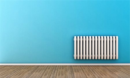 floor heat - Radiator illustration on a wall in an empty room Stock Photo - Budget Royalty-Free & Subscription, Code: 400-08372684