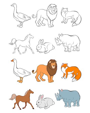 simsearch:400-08375195,k - Vector illustration of a six animals set Stockbilder - Microstock & Abonnement, Bildnummer: 400-08372765