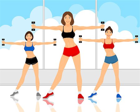 Vector illustration of a girls working out with dumbbells Fotografie stock - Microstock e Abbonamento, Codice: 400-08372776