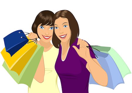 Vector illustration of a girl doing shopping Stock Photo - Budget Royalty-Free & Subscription, Code: 400-08372783
