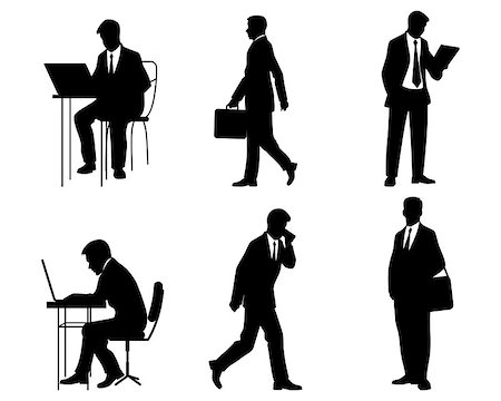Vector illustration of a six businessmen silhouettes Stock Photo - Budget Royalty-Free & Subscription, Code: 400-08372804
