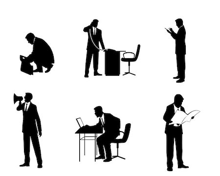 Vector illustration of a six businessmen silhouettes Stock Photo - Budget Royalty-Free & Subscription, Code: 400-08372807