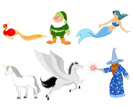simsearch:400-05673575,k - Vector illustration of a six fairy-tale characters Stockbilder - Microstock & Abonnement, Bildnummer: 400-08372802