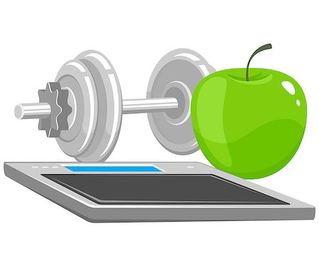 simsearch:400-05907063,k - Vector illustration of a dumbbells, apple and scales Stock Photo - Budget Royalty-Free & Subscription, Code: 400-08372833