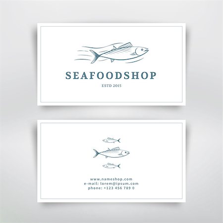 deniskolt (artist) - Seafoodshop business visit card design. Vector template Foto de stock - Royalty-Free Super Valor e Assinatura, Número: 400-08372926