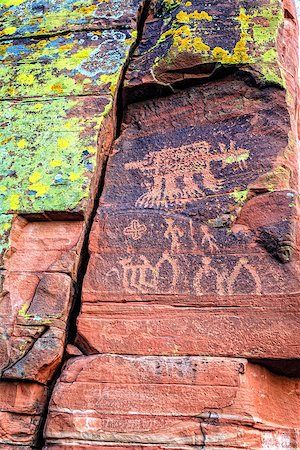 rock art on cliffs - Closeup image of Indian petroglyphs on a rock face near Cottonwood, Arizona Stock Photo - Budget Royalty-Free & Subscription, Code: 400-08373004