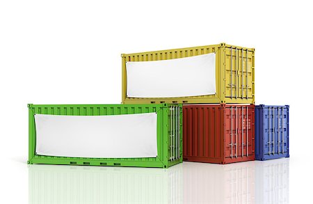simsearch:400-04340394,k - Stack of freight containers with blank white banner. Stock Photo - Budget Royalty-Free & Subscription, Code: 400-08373247