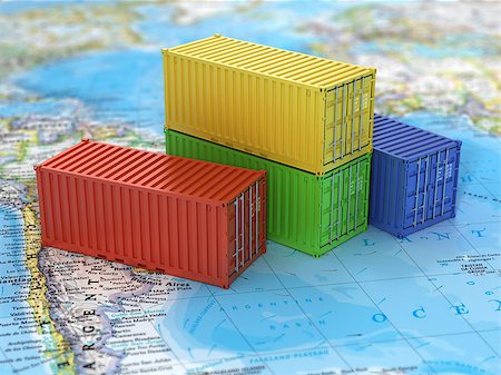 simsearch:400-04340394,k - Ship containers on the world map. Transportation concept. Stock Photo - Budget Royalty-Free & Subscription, Code: 400-08373257