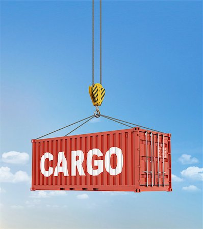 Metal freight shipping containers on the hooks at sky background. Photographie de stock - Aubaine LD & Abonnement, Code: 400-08373252
