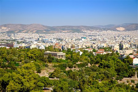 simsearch:400-06922893,k - Scenic citiscape of Athens with ancient temple, Greece Stock Photo - Budget Royalty-Free & Subscription, Code: 400-08373280