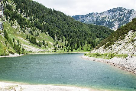 Trip to the KRN Slovenia 2245 mountain in summer time with green grass and ncie clouds Fotografie stock - Microstock e Abbonamento, Codice: 400-08373303