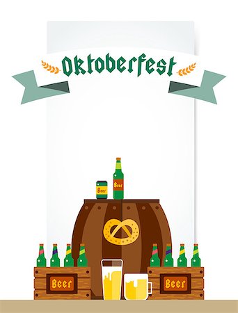 simsearch:400-06389296,k - Oktoberfest celebration vector background poster. Oktoberfest vector illustration background text. Beer Oktoberfest German festival vector background. Keg of beer, bottle beer box. Octoberfest poster Stock Photo - Budget Royalty-Free & Subscription, Code: 400-08373449