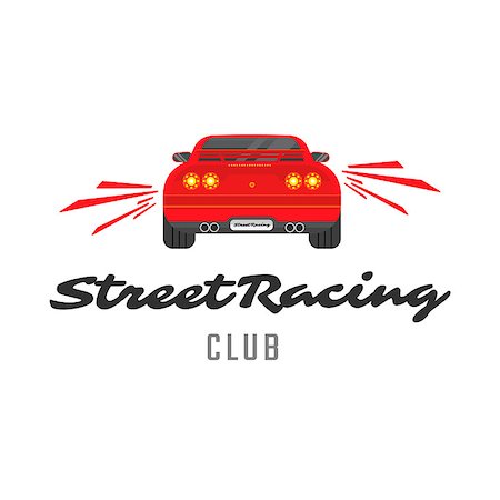 deniskolt (artist) - Vector red car emblem for street racing club. Back view. Foto de stock - Royalty-Free Super Valor e Assinatura, Número: 400-08373525