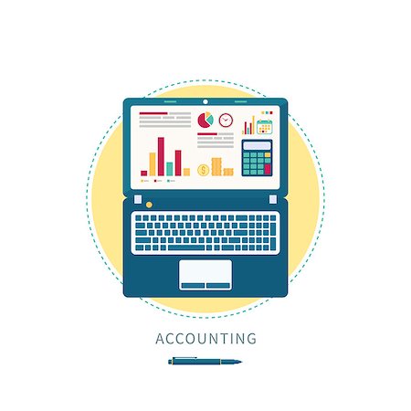 simsearch:400-07549364,k - Vector illustration of online accounting. Flat design Stock Photo - Budget Royalty-Free & Subscription, Code: 400-08373520