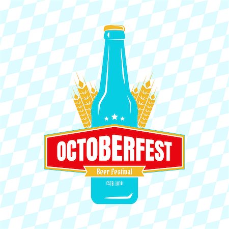 deniskolt (artist) - Oktoberfest, flat label design. Blue beer bottle. Vector illustration Stock Photo - Budget Royalty-Free & Subscription, Code: 400-08373522