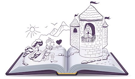 simsearch:400-05238383,k - Knight is kneeling in front of princess in castle. Open book. Illustration in vector format Stock Photo - Budget Royalty-Free & Subscription, Code: 400-08373722