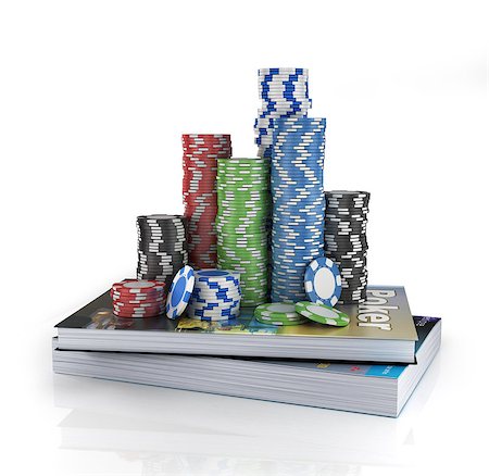 simsearch:400-04672615,k - Stacks of poker chips on a book. Poker education. Stock Photo - Budget Royalty-Free & Subscription, Code: 400-08373741