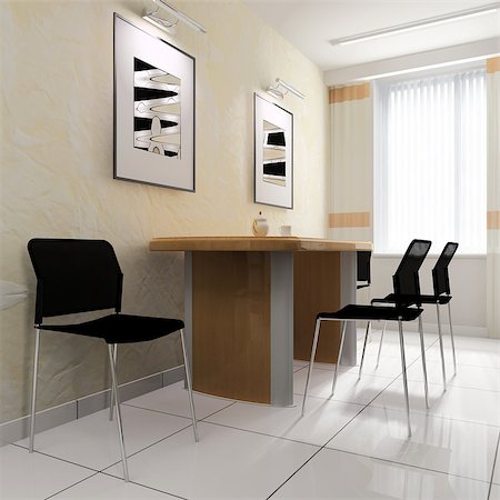 empty school chair - dining area in a modern office, 3d rendering Stock Photo - Budget Royalty-Free & Subscription, Code: 400-08373841