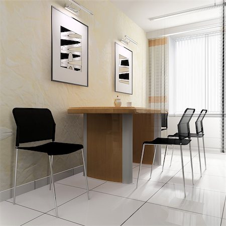 empty school chair - dining area in a modern office, 3d rendering Stock Photo - Budget Royalty-Free & Subscription, Code: 400-08373860