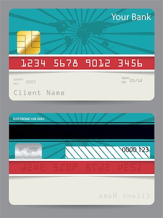 simsearch:400-07308715,k - Credit card template in turquoise and red with bursting world map Stock Photo - Budget Royalty-Free & Subscription, Code: 400-08373909