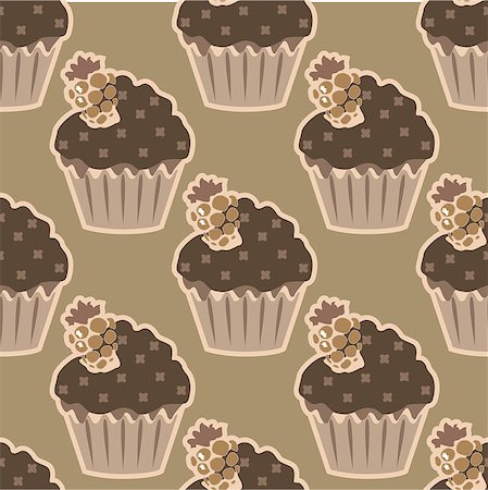 simsearch:400-08196602,k - Cream choco cake seamless pattern. Vector illustration Photographie de stock - Aubaine LD & Abonnement, Code: 400-08373995