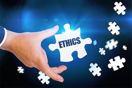 simsearch:649-05657048,k - The word ethics and businessman pointing with his finger against blue background with vignette Stockbilder - Microstock & Abonnement, Bildnummer: 400-08380542