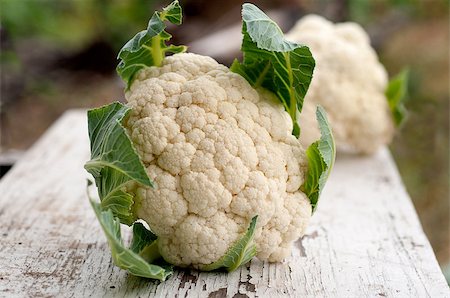 Organic cauliflower on white wooden background Photographie de stock - Aubaine LD & Abonnement, Code: 400-08399796